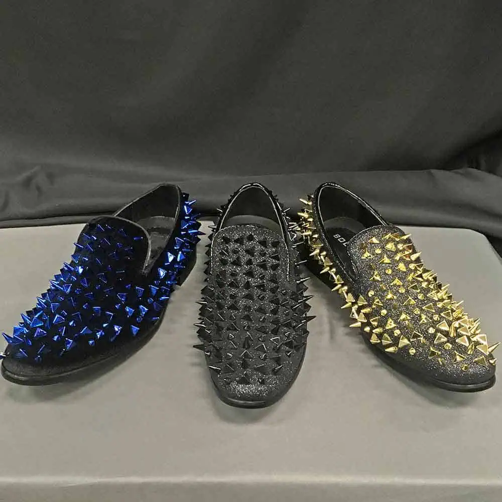 Men's Dress shoes blue, black, gold spikec