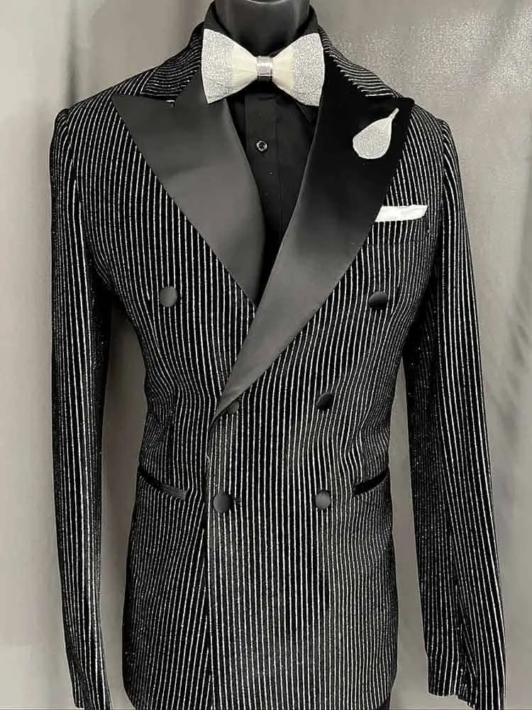 Black-striped Double breasted Suit - Men In Style Orlando