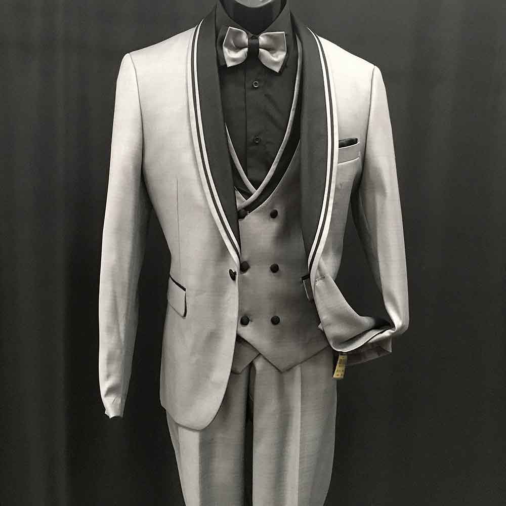 3-piece gray suite double breast vest