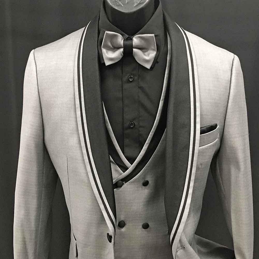 3-piece gray suite double breast vest