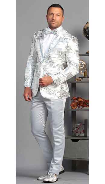 White Sequin-sport Coat