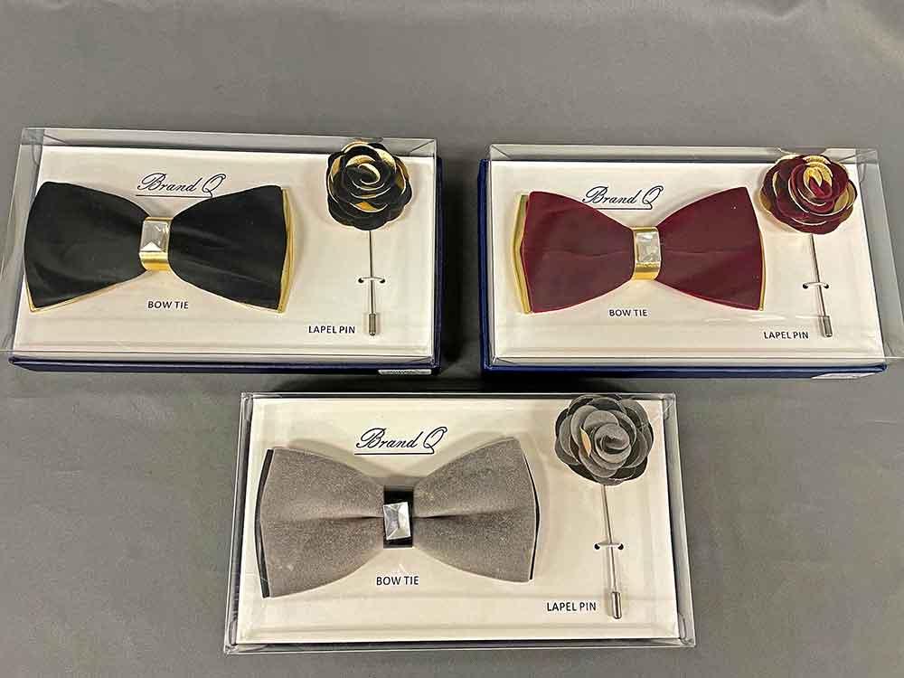 Bow ties burgundy-gray-black