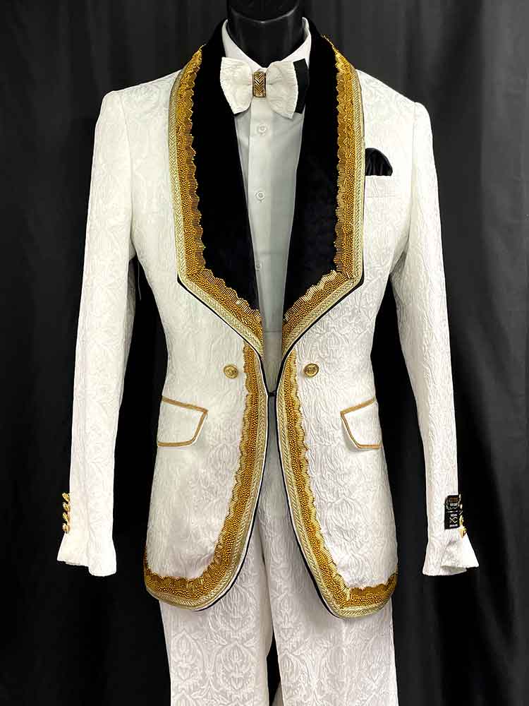 2-pc white suit with gold embellishments Also comes in Black - Men In Style Orlando