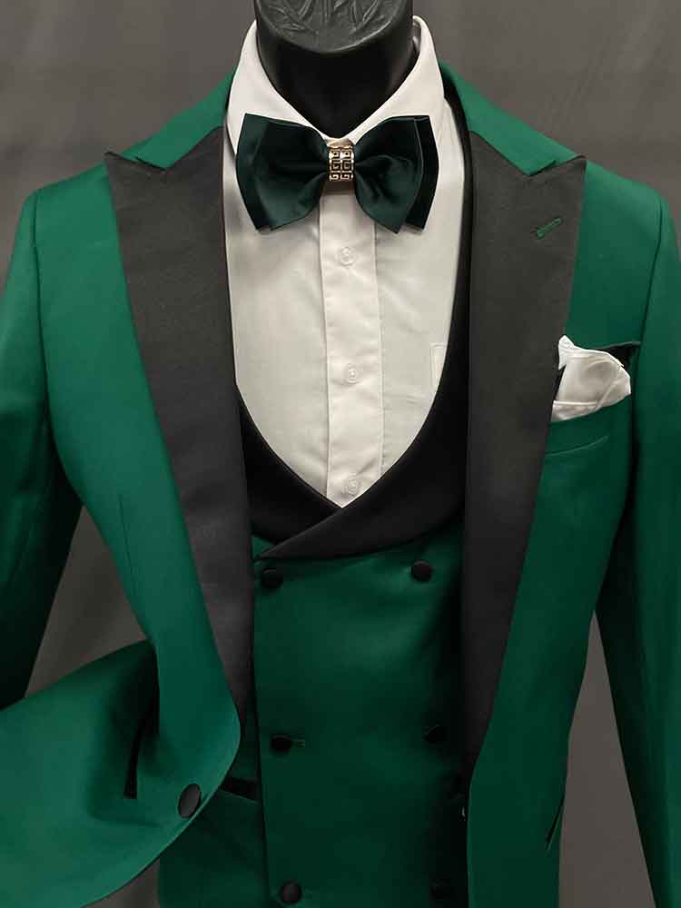 3-Piece Green and Black Suit