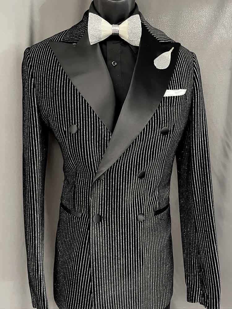 Black-striped Double breasted Suit - Men In Style Orlando